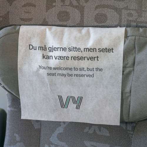 Antimak med info om at setet kan være reservert