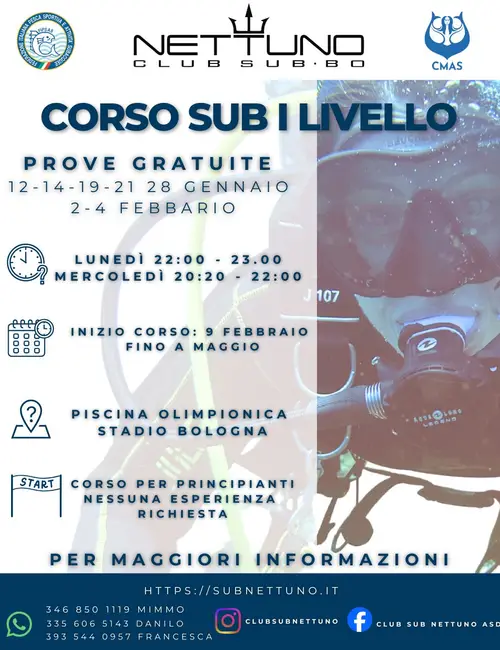Prove gratuite di subacquea in piscina 2026