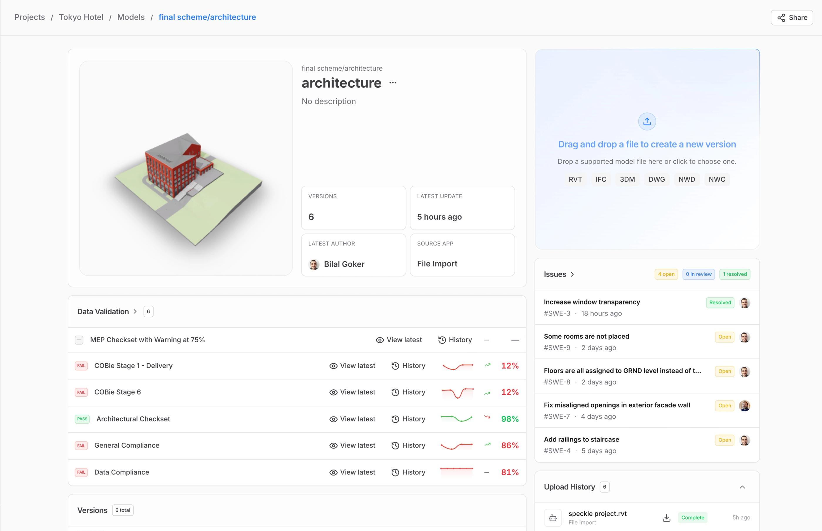 Model page in Speckle