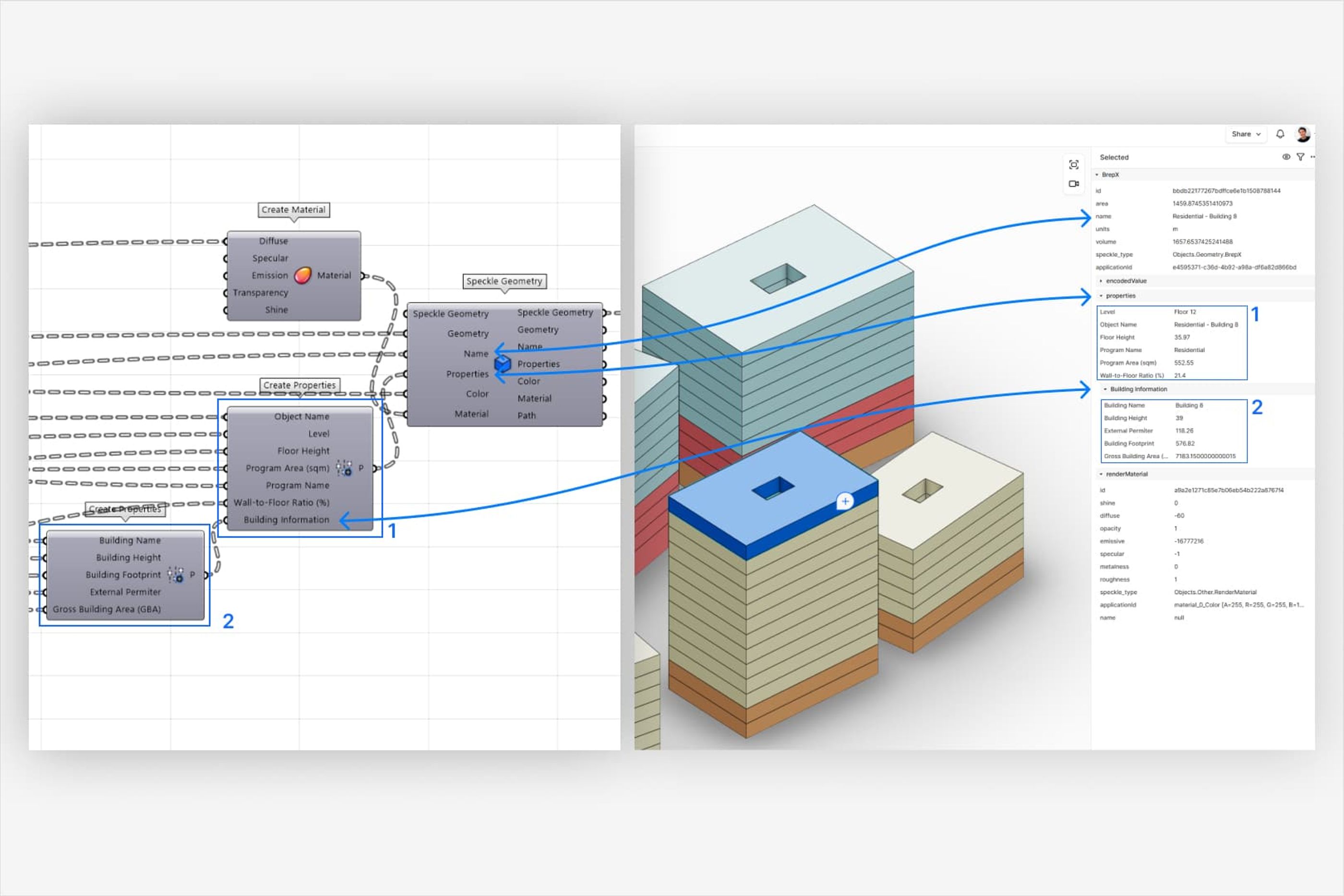Make sure that the Properties in the Speckle web app are correct