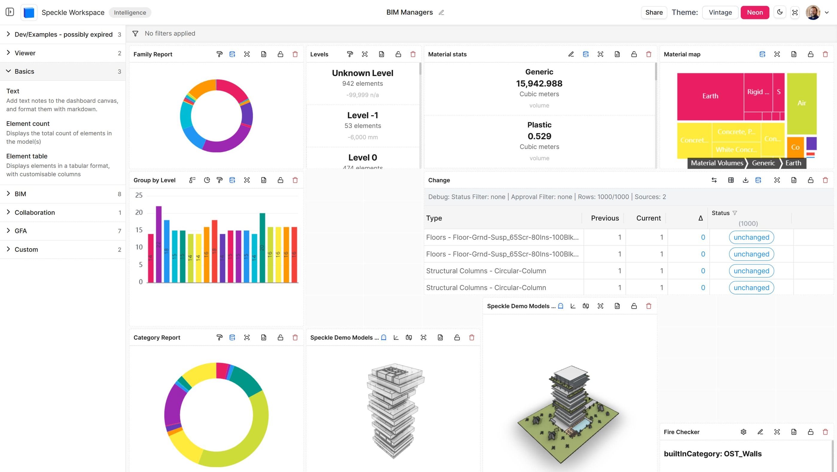 Speckle Intelligence dashboard