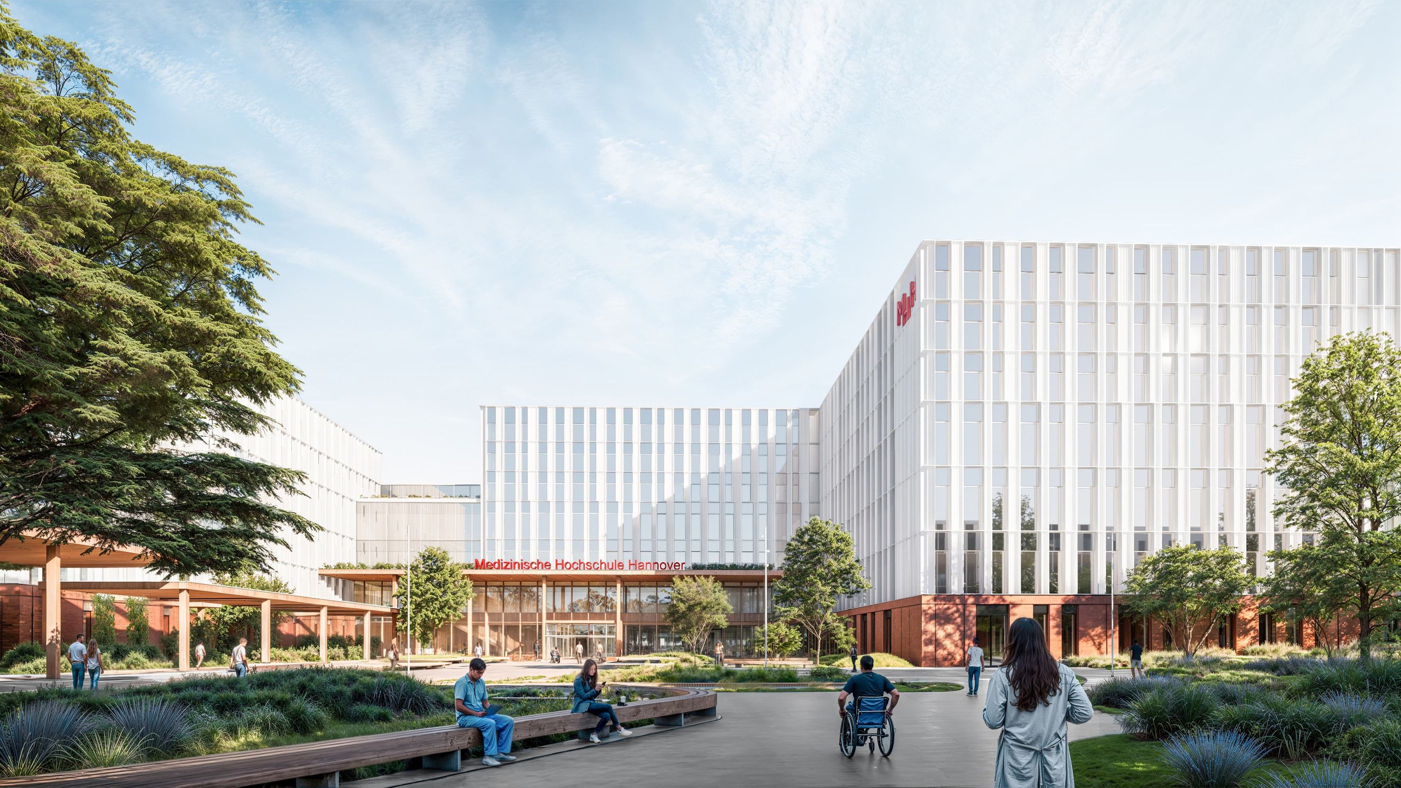 Hanover Medical School, Main entrance at Clinic Square, © HENN / C.F. Møller Architects