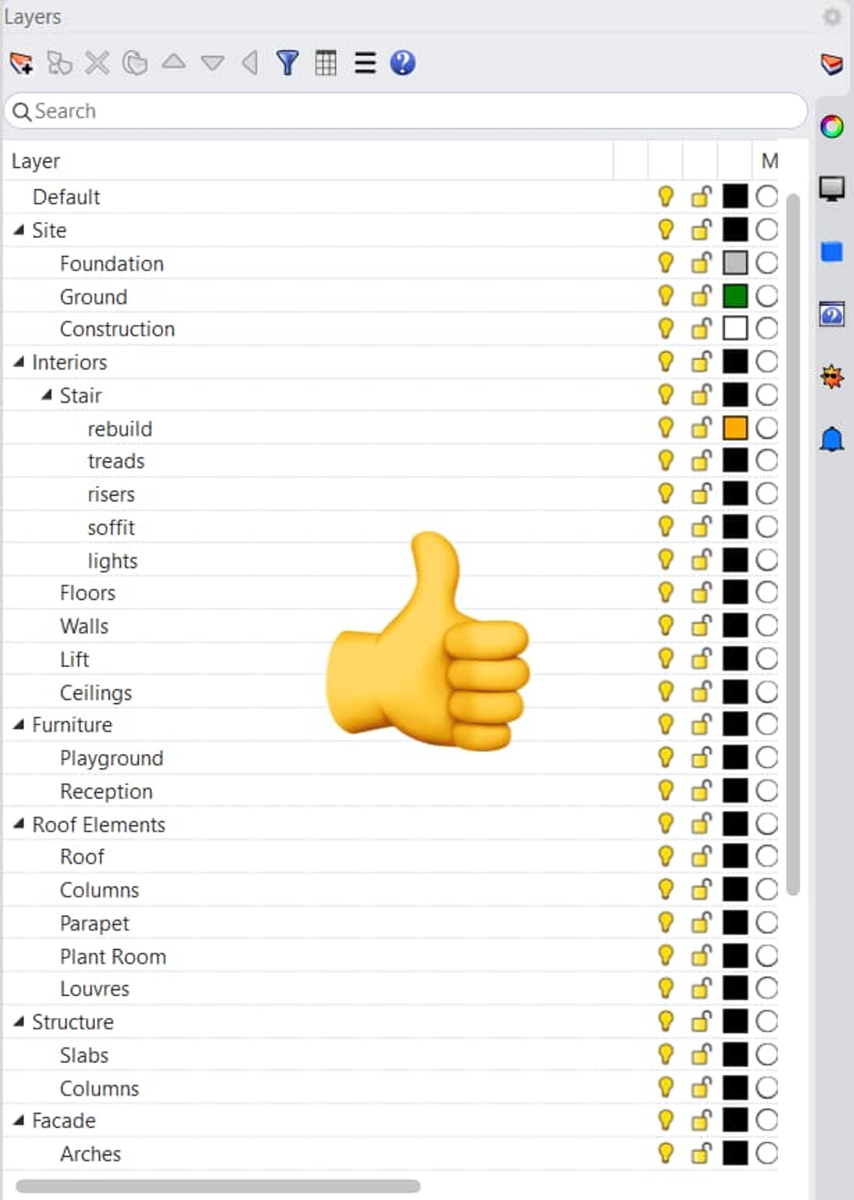 A Nicely Organised Rhino Model