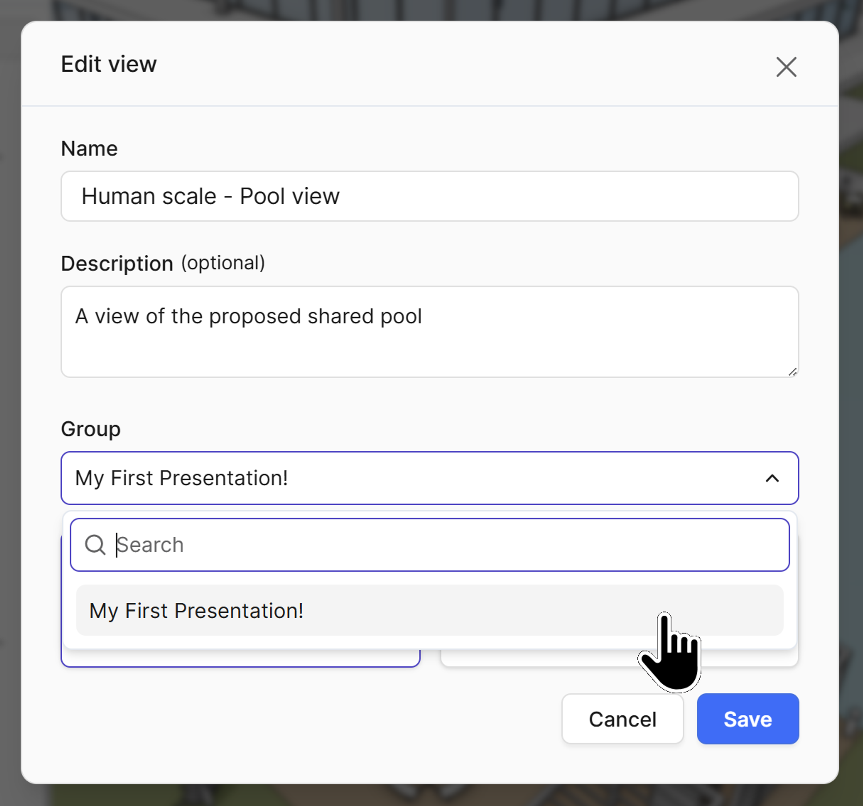 The edit view menu