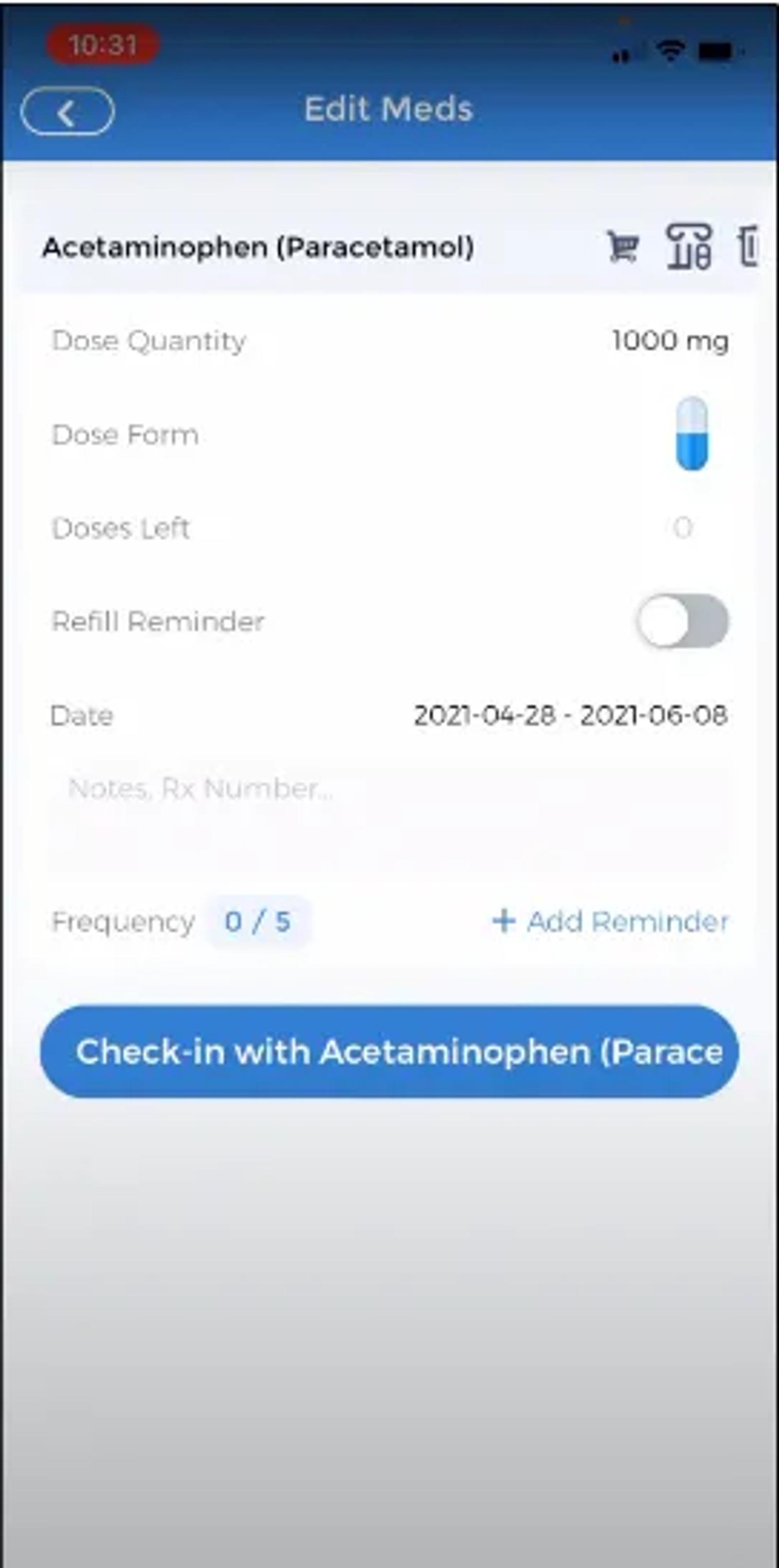 UX of symptom tracker app