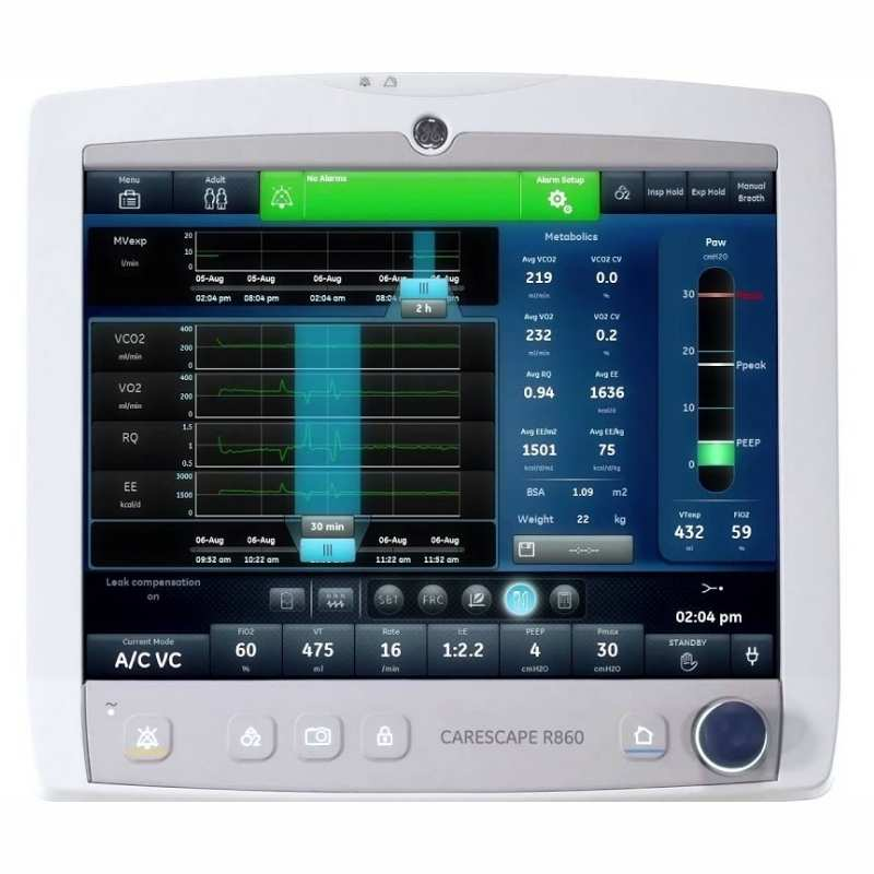 User interface of a medical ventilator