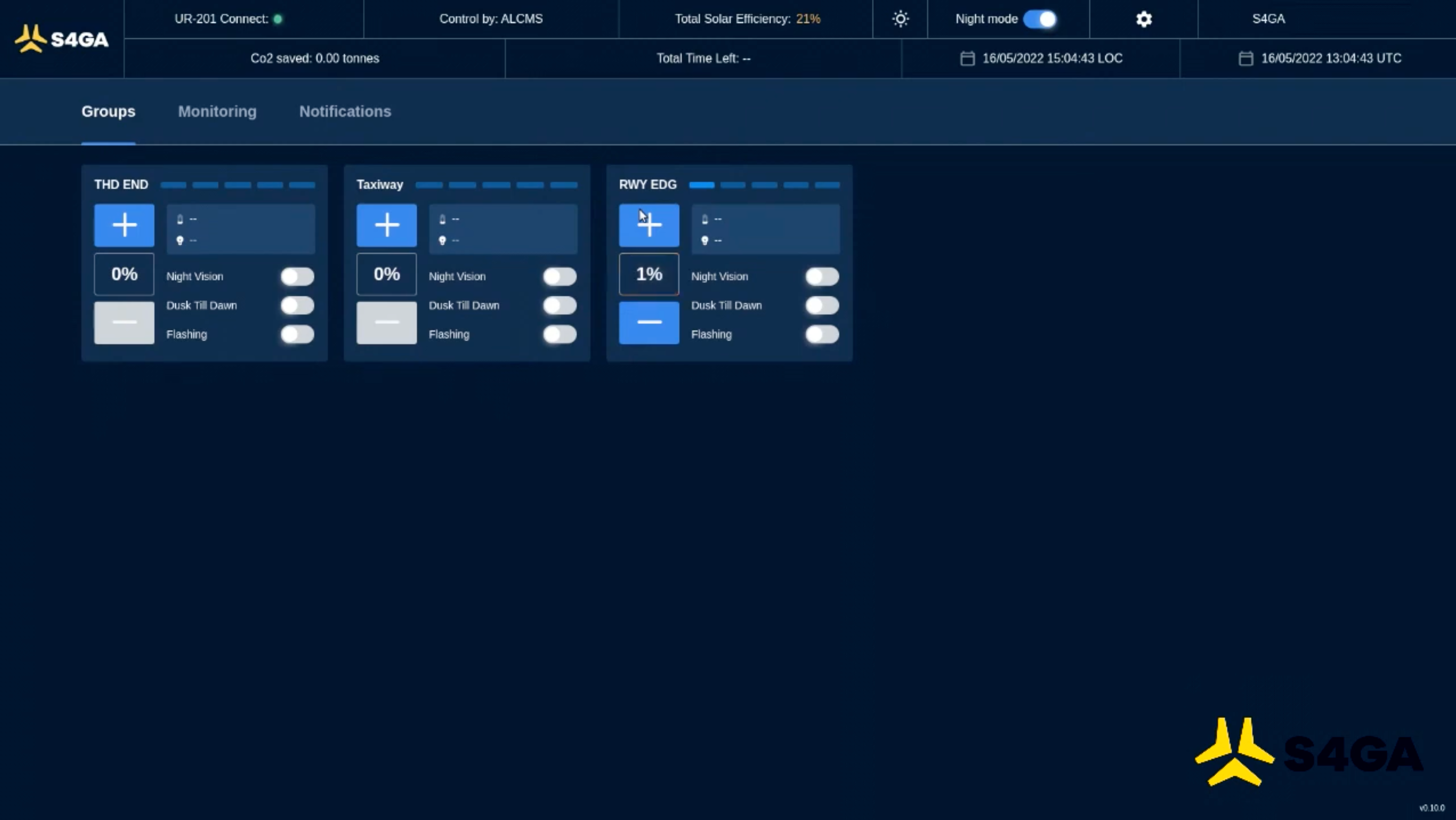 Screenshot of UX of airfield software