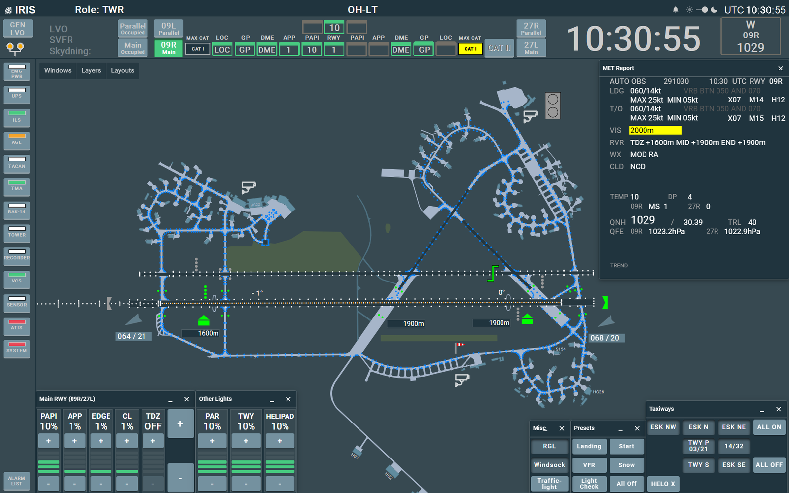 Screenshot of Air traffic control interface