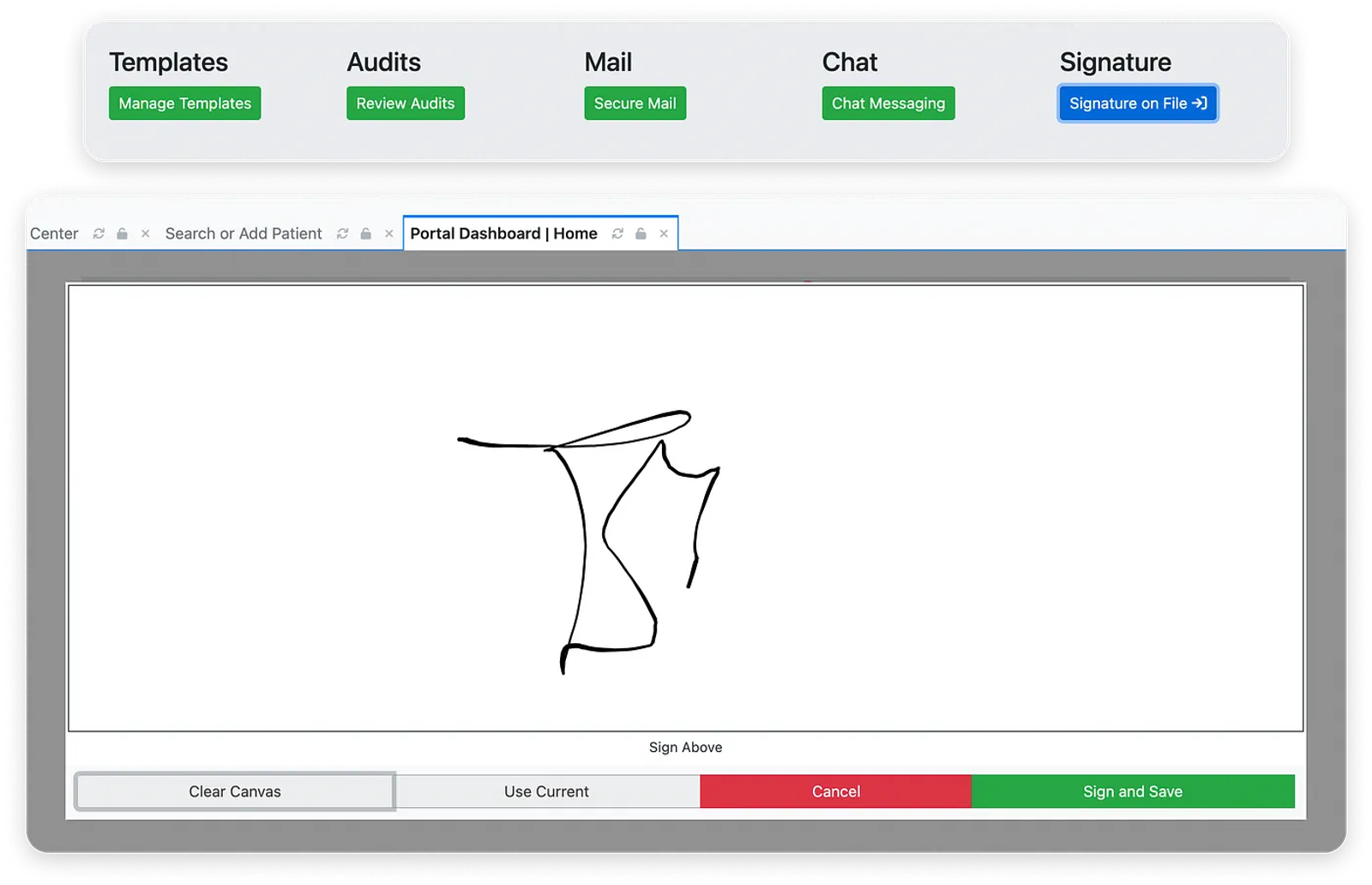 Signature in medical dashboard