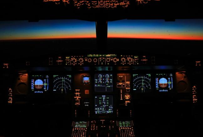 Aviation cockpit showing UX design principles relevant for medtech user interfaces.