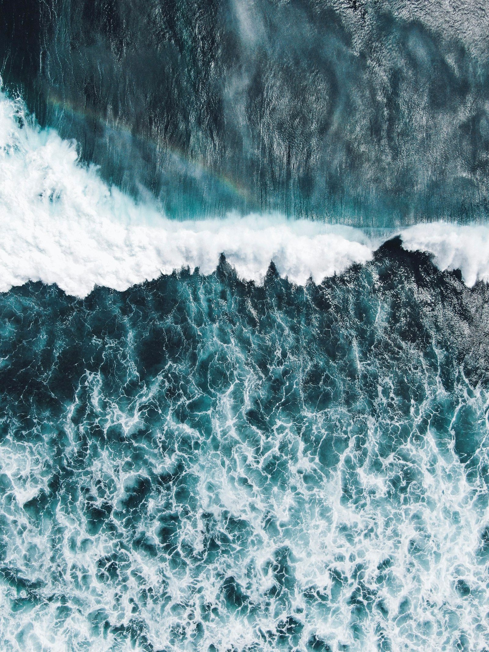 Waves breaking on open water