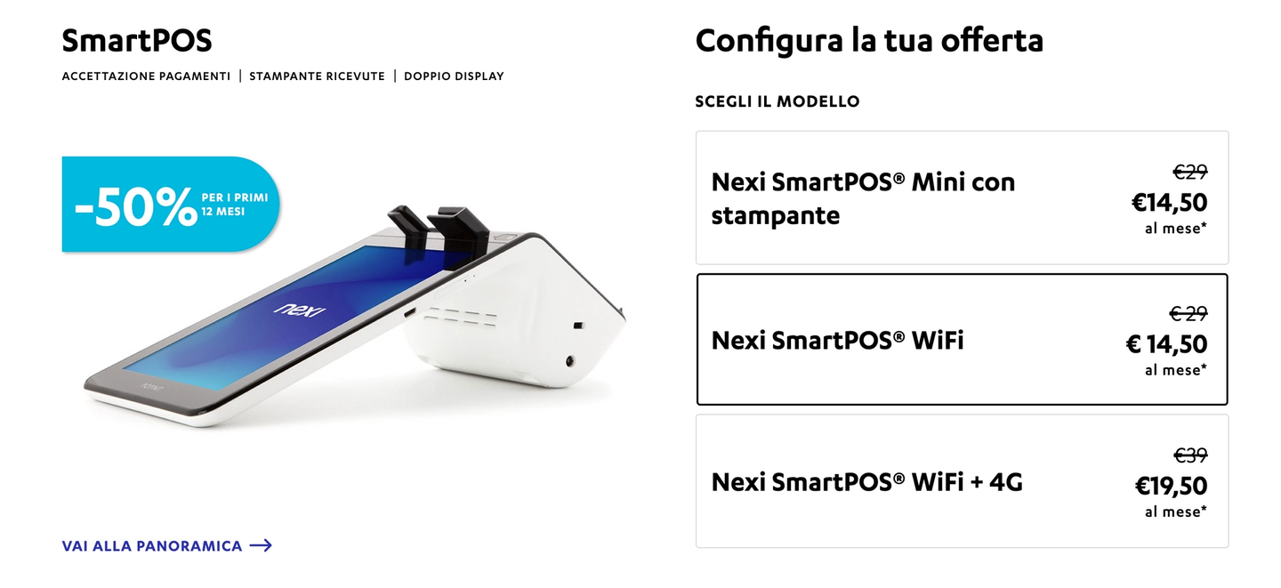 Nexi SmartPOS WiFi selezionato