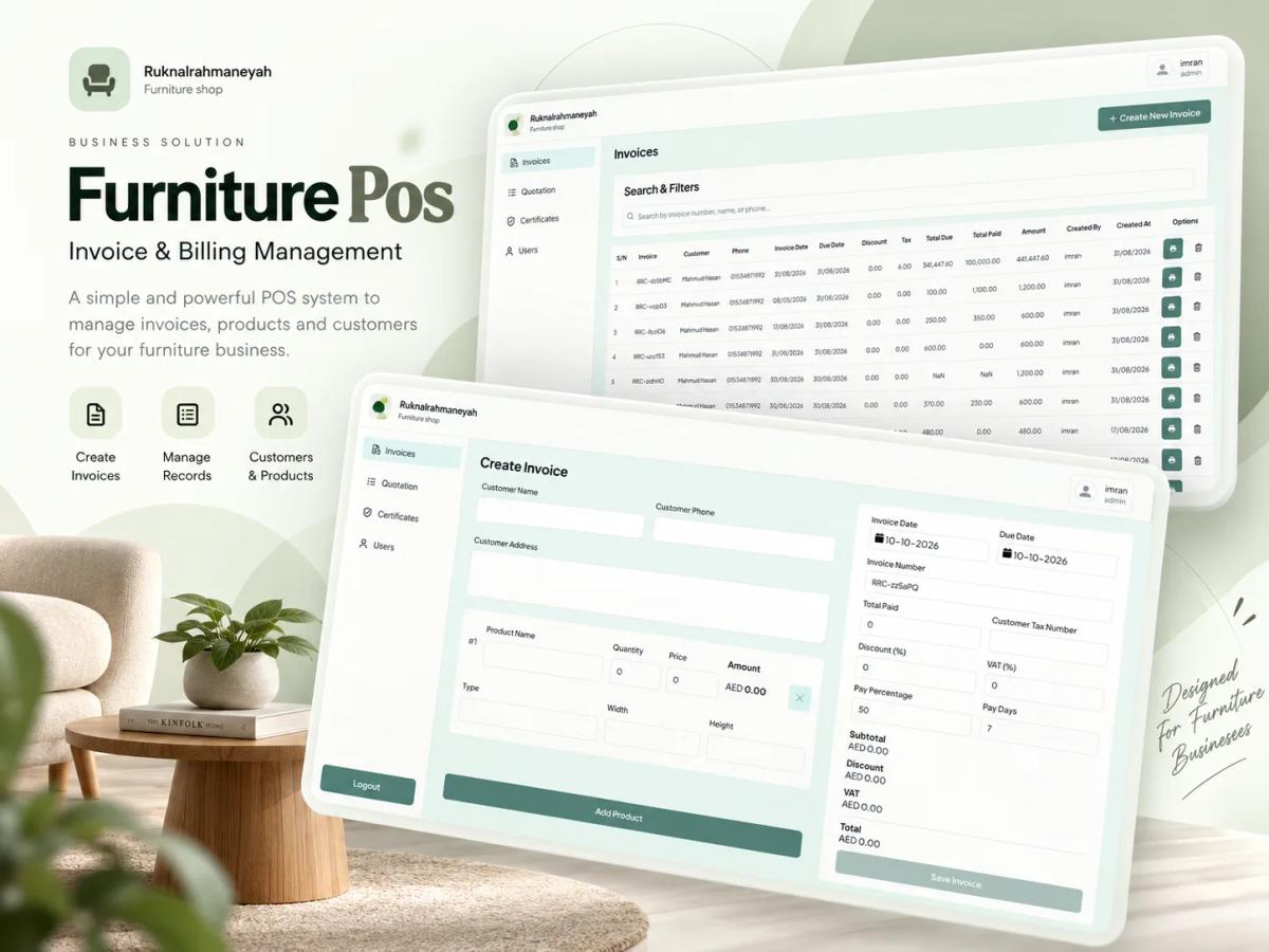 Furniture POS - Point of Sale & Business Management System project preview