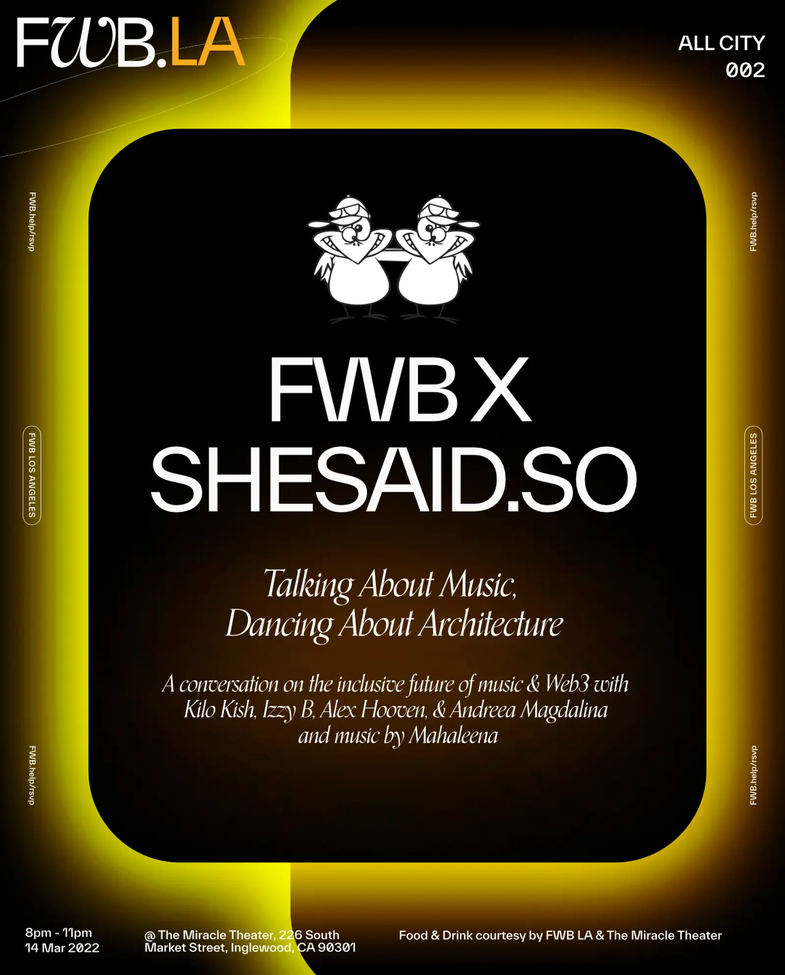 FWB LA x shesaid.so present "Talking About Music, Dancing About Architecture" event image