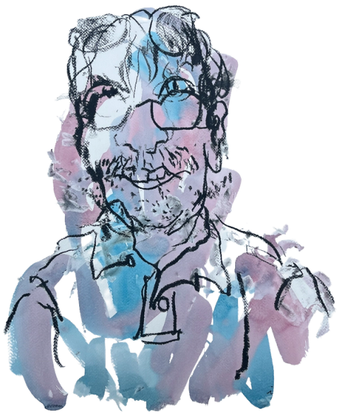 Blind-drawn portrait by Iris Bakker
