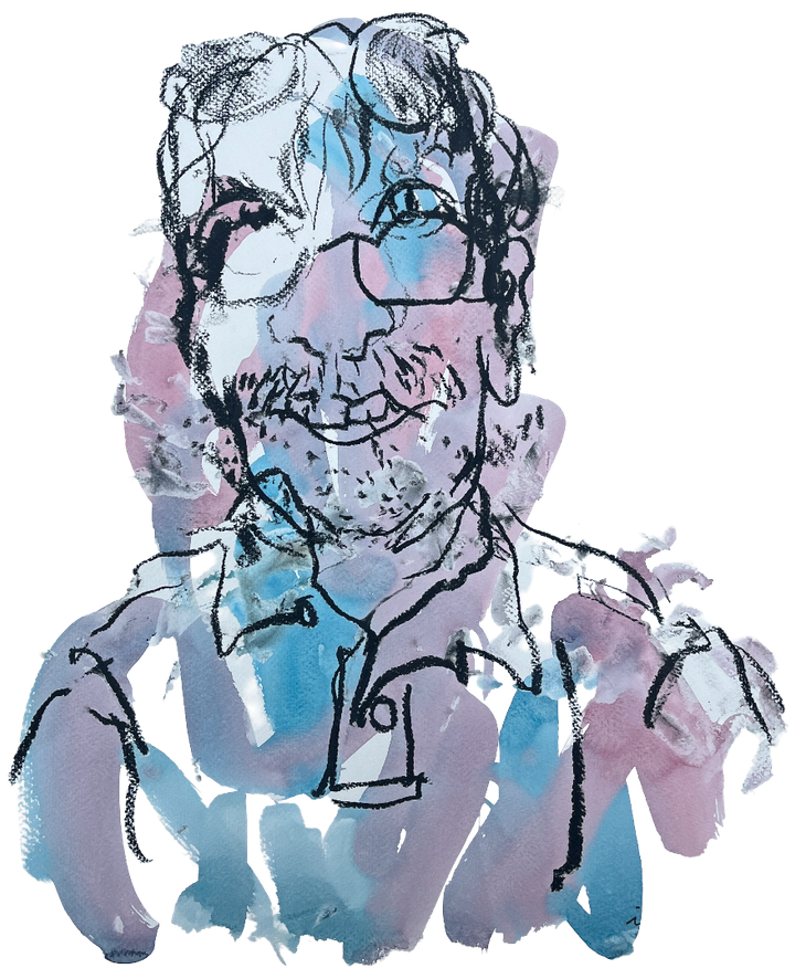 Blind-drawn portrait by Iris Bakker