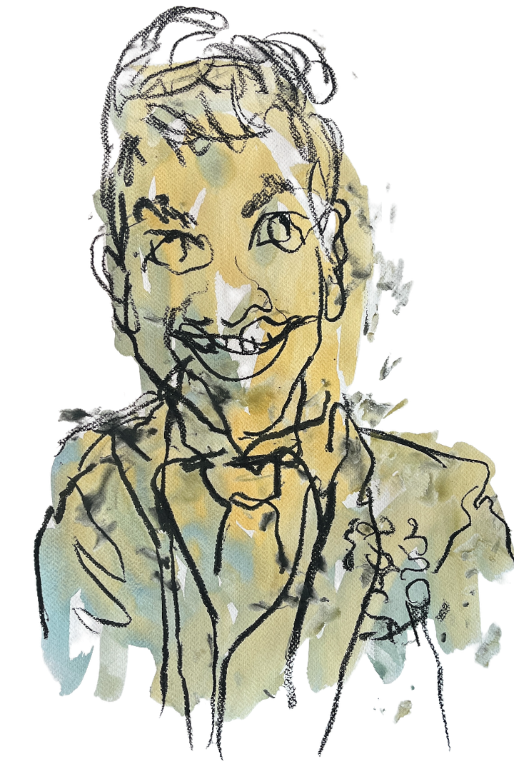Blind-drawn portrait by Iris Bakker