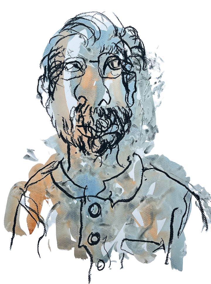 Blind-drawn portrait by Iris Bakker