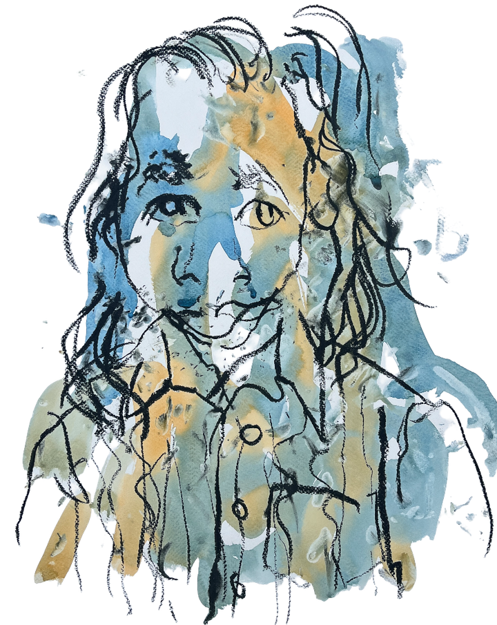Blind-drawn portrait by Iris Bakker