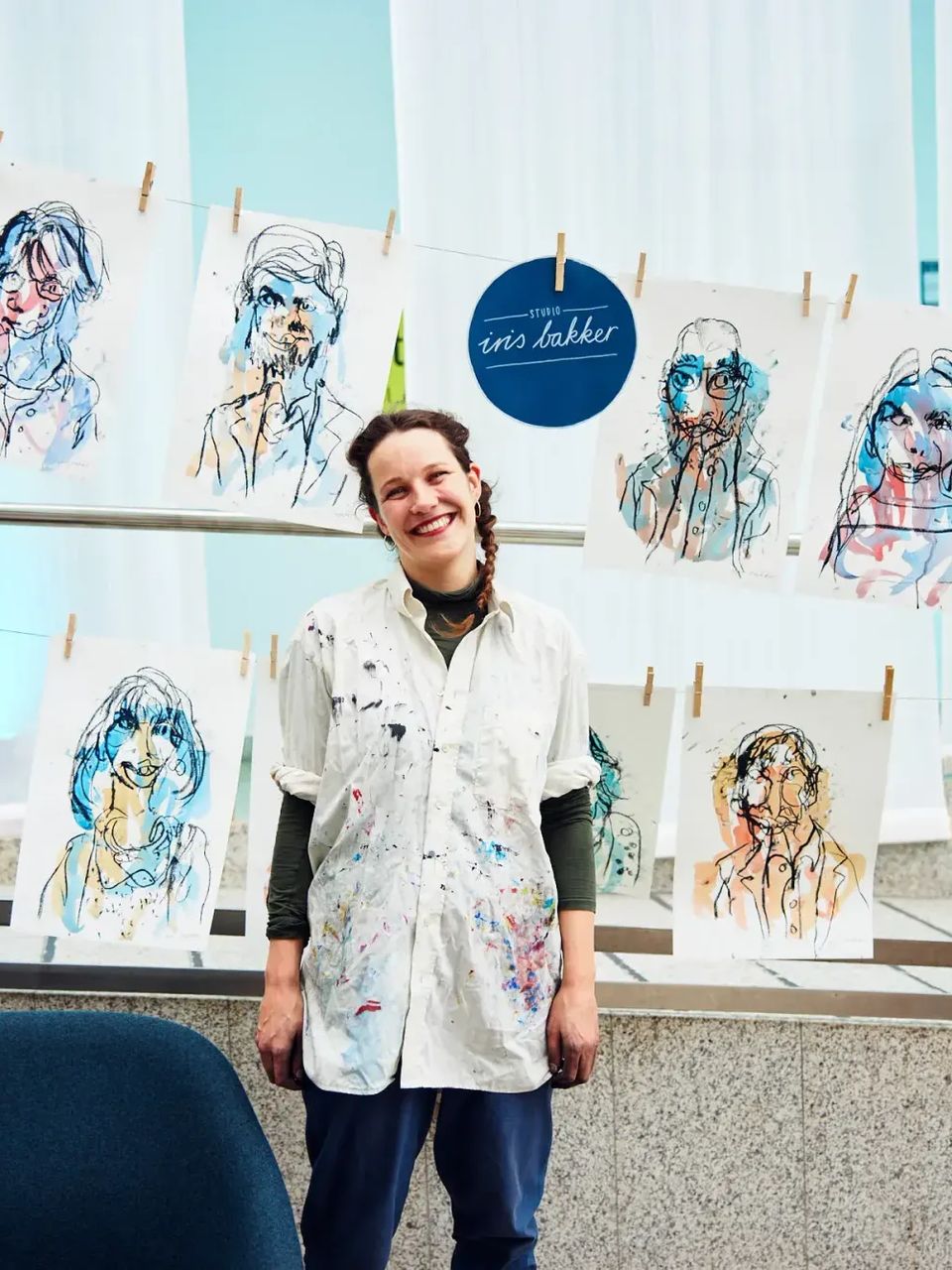 Iris drawing guests at an event