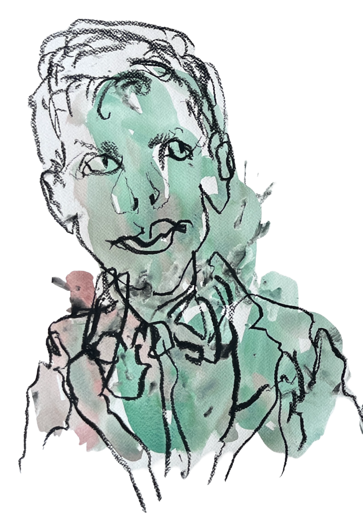 Blind-drawn portrait by Iris Bakker