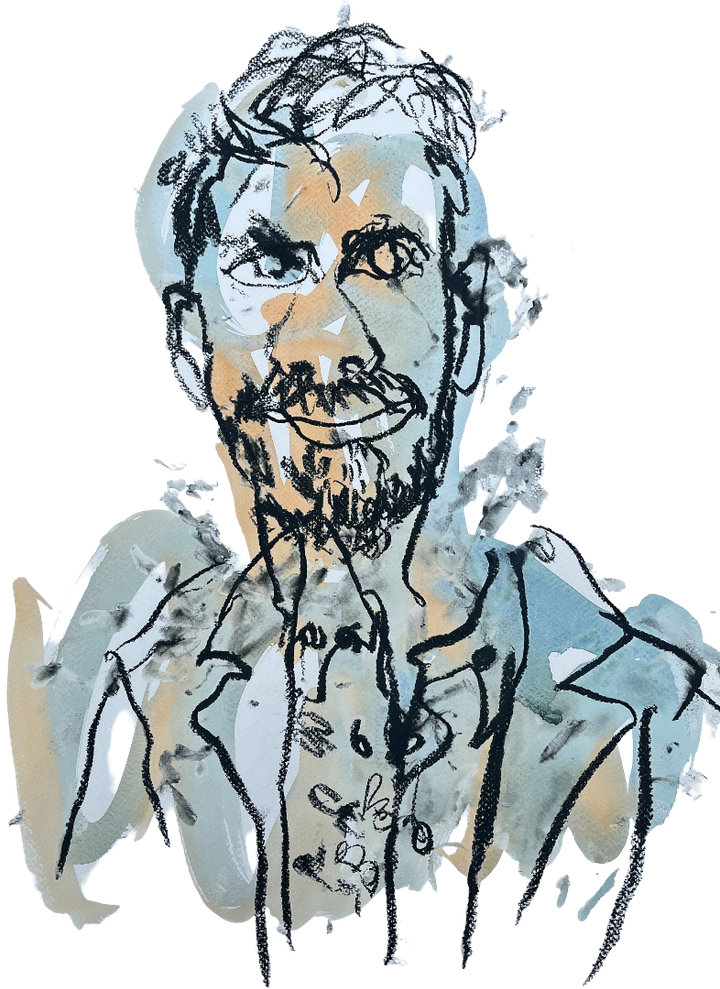 Blind-drawn portrait by Iris Bakker