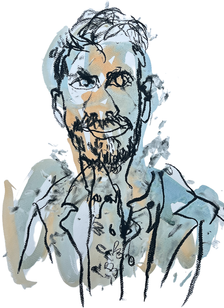 Blind-drawn portrait by Iris Bakker