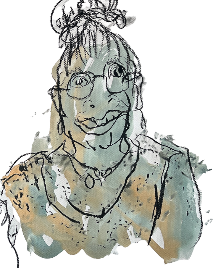 Blind-drawn portrait by Iris Bakker