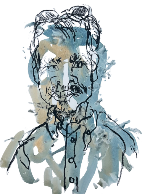 Blind-drawn portrait by Iris Bakker