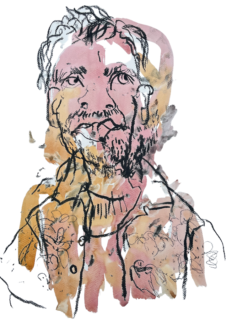 Blind-drawn portrait by Iris Bakker