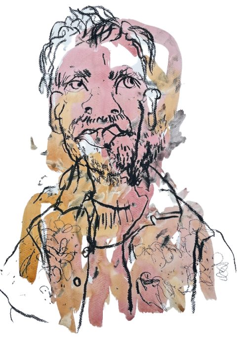 Blind-drawn portrait by Iris Bakker