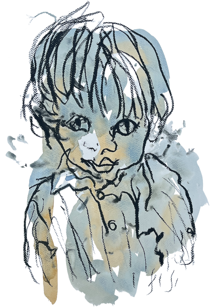 Blind-drawn portrait by Iris Bakker
