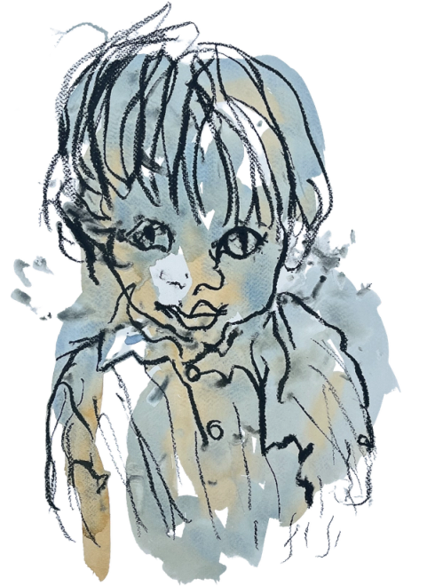 Blind-drawn portrait by Iris Bakker