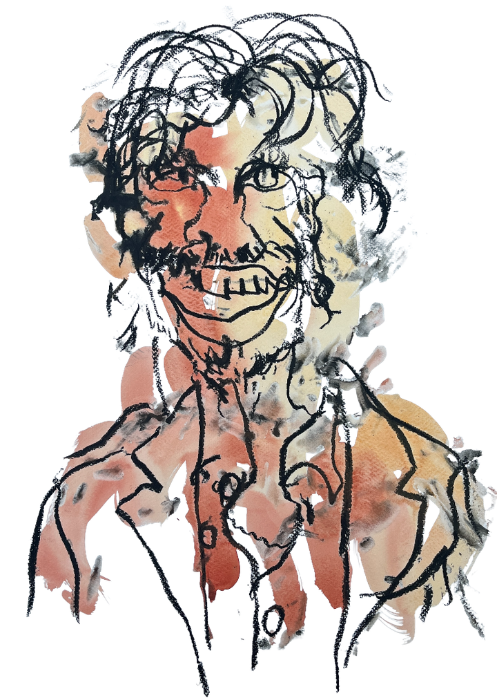 Blind-drawn portrait by Iris Bakker