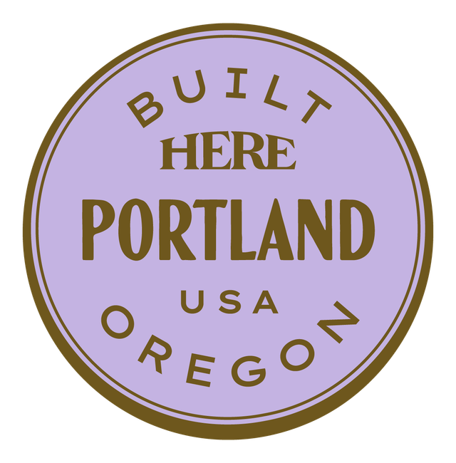 Built HERE, Portland, USA — Premium Gold & Bright Purple