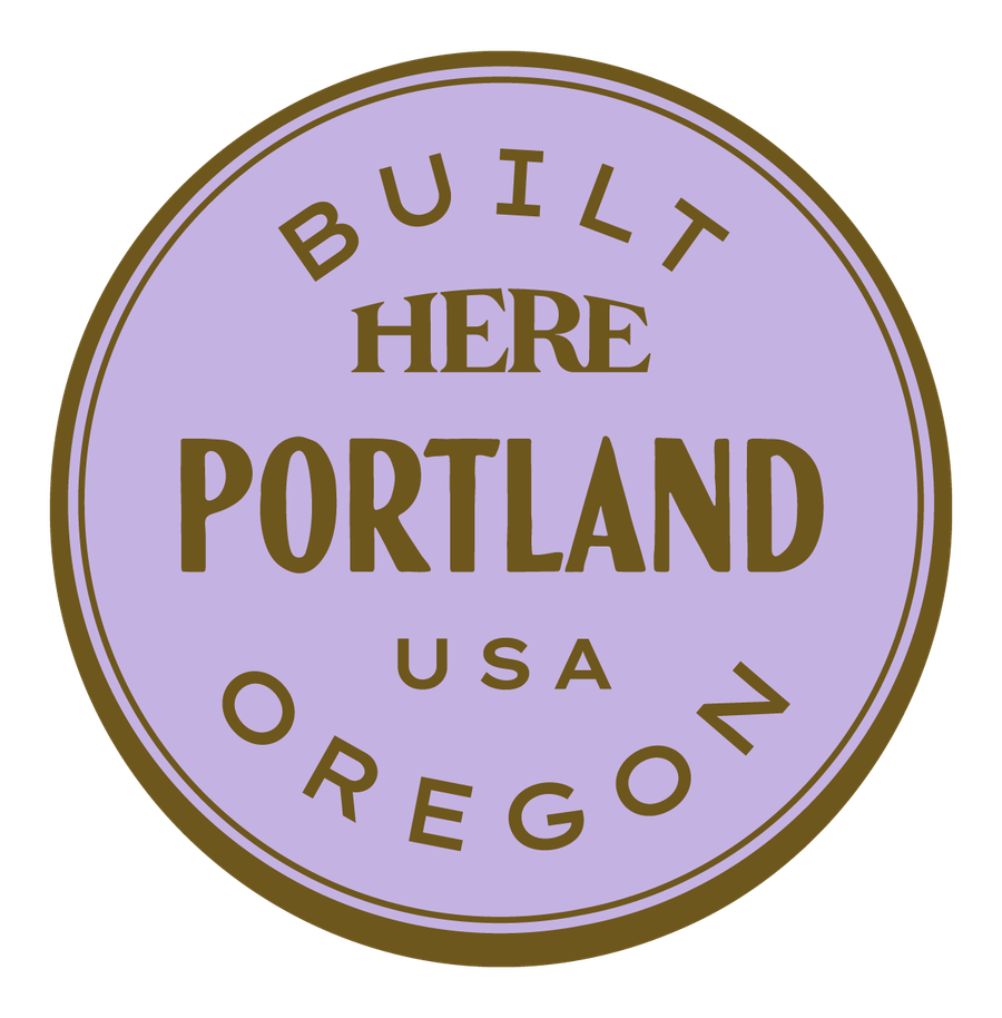 Built HERE, Portland, USA — Premium Gold & Bright Purple
