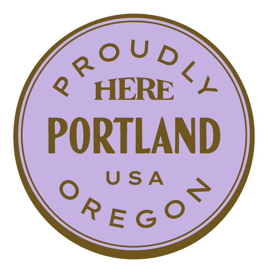 Proudly HERE, Portland, USA — Premium Gold & Bright Purple