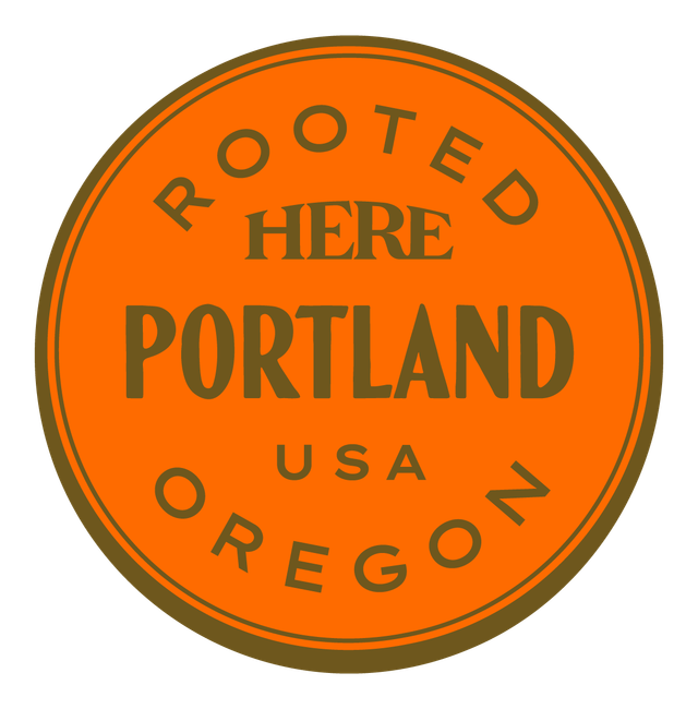 Rooted HERE, Portland, USA — Premium Gold & Bright Orange