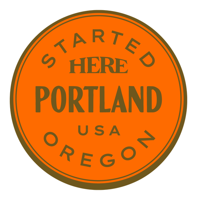 Started HERE, Portland, USA — Premium Gold & Bright Orange
