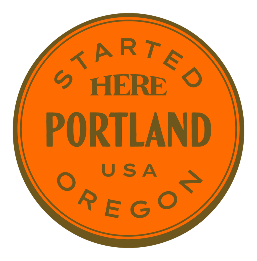 Started HERE, Portland, USA — Premium Gold & Bright Orange