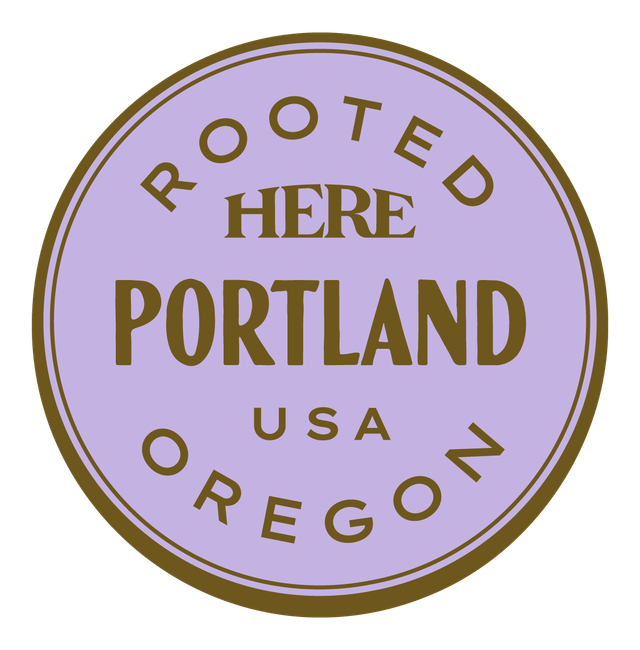 Rooted HERE, Portland, USA — Premium Gold & Bright Purple