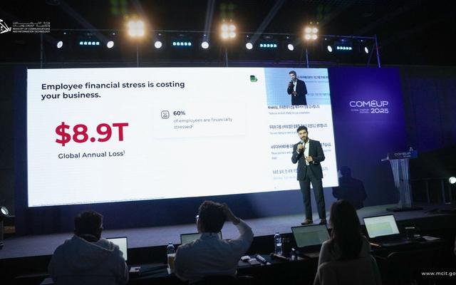 Abdulkareem Alkhiary, Co-Founder & CTO at Eddekhar, presenting at COMEUP 2025 in Korea