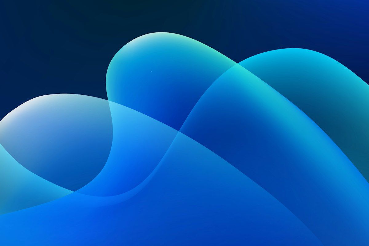 Abstract translucent blue and teal curves
