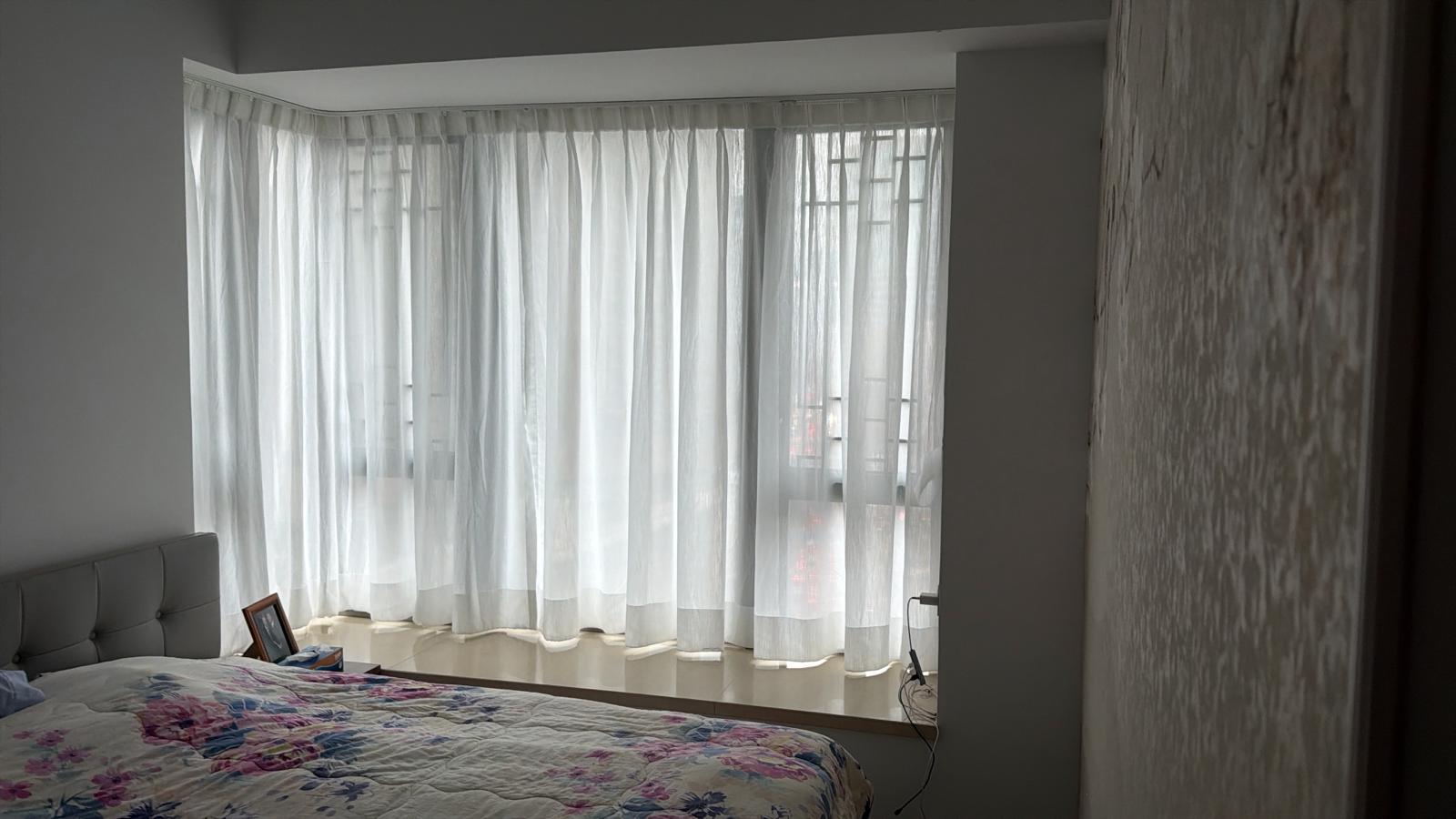 Floor-Length White Sheer Curtains