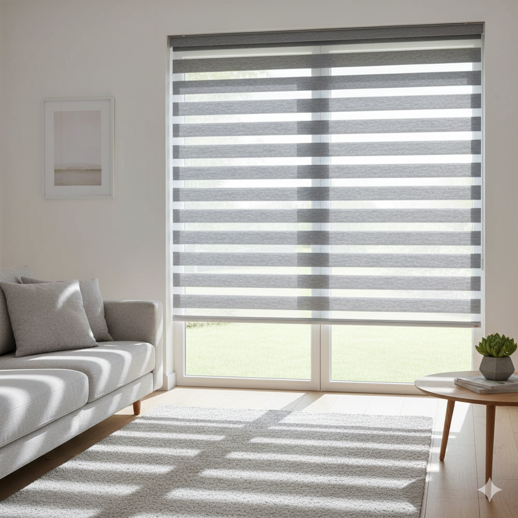 Frost Grey Day & Night Zebra Blind