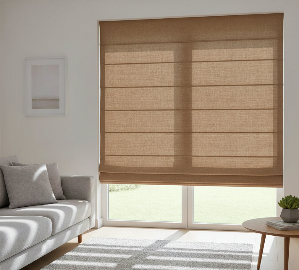 Mocha Linen Roman Blind Slug