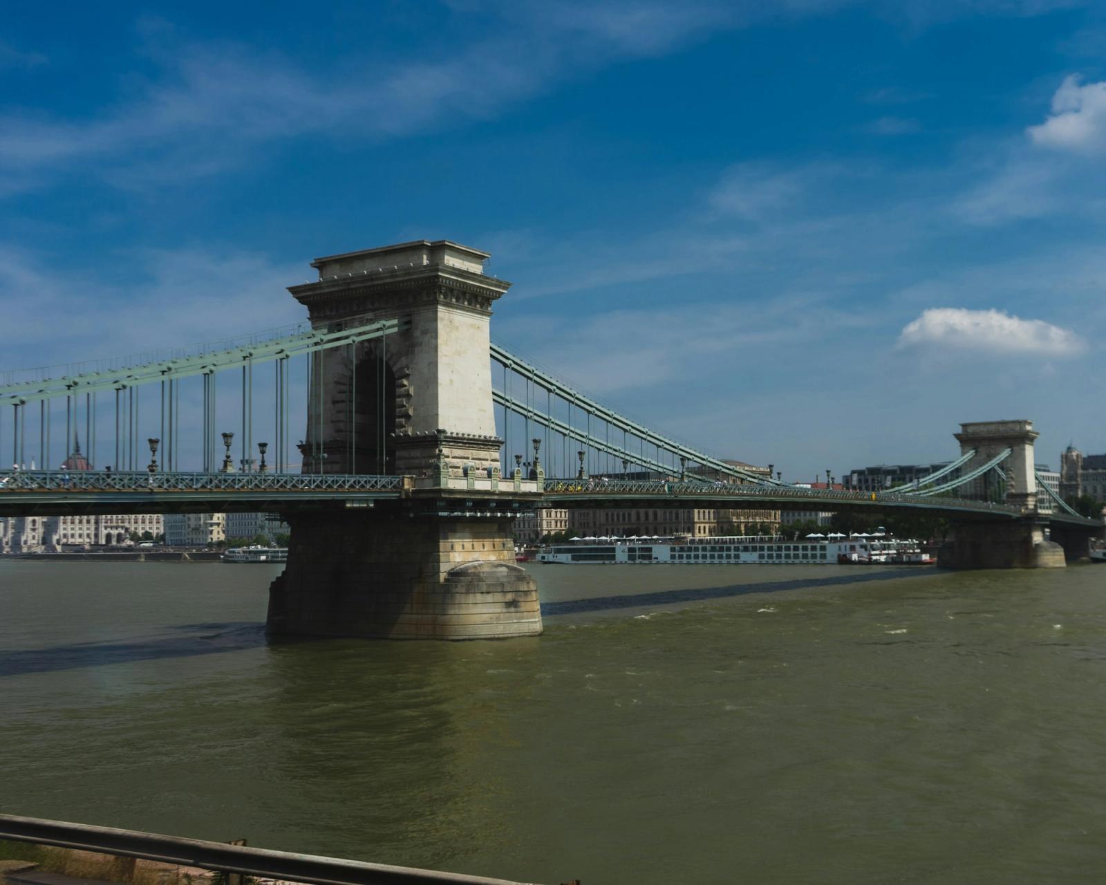 The Széchenyi Chain Bridge over the Danube in Budapest on a clear day