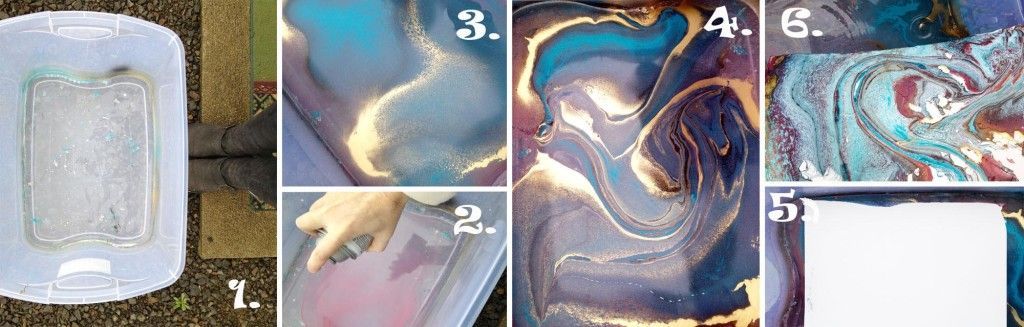 The stages of marble paper making
