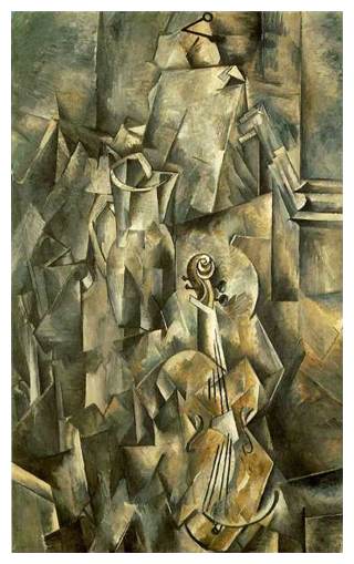 Analytical phase – Violin with vase, 1910, Braque