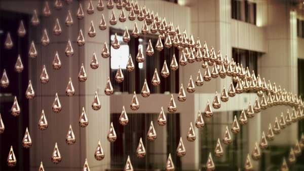 Kinetic sculpture, ART+COM -Rain- Singapore Airport